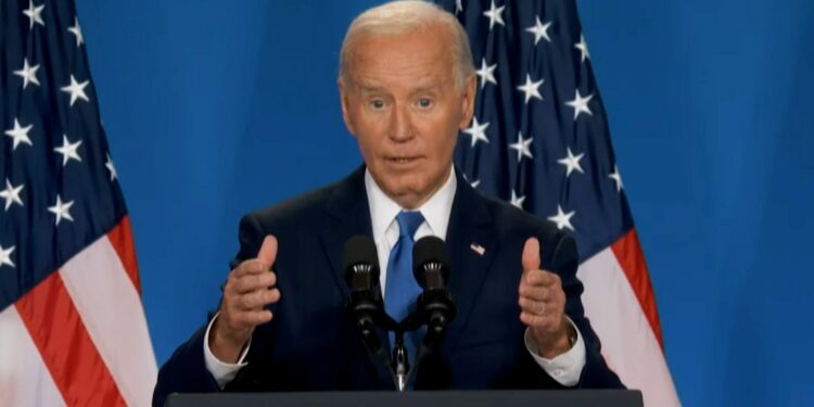 Did President Joe Biden use a teleprompter at his press conference?