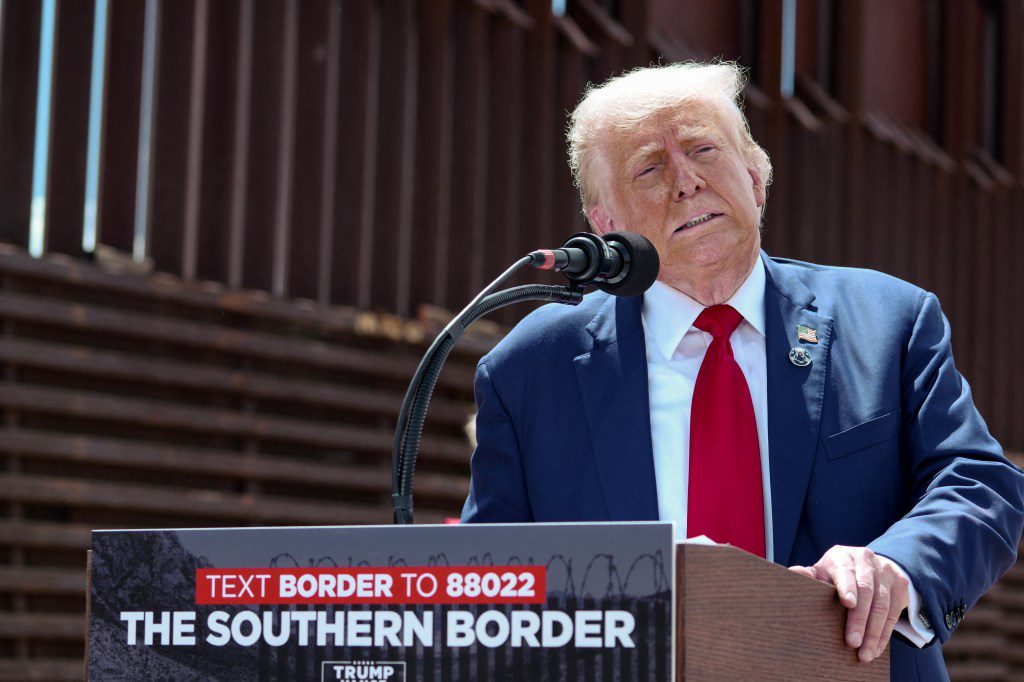 Former President Donald Trump speaking about immigration and border security near Coronado National Memorial, Arizona in 2024