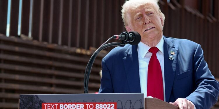 Former President Donald Trump speaking about immigration and border security near Coronado National Memorial, Arizona in 2024