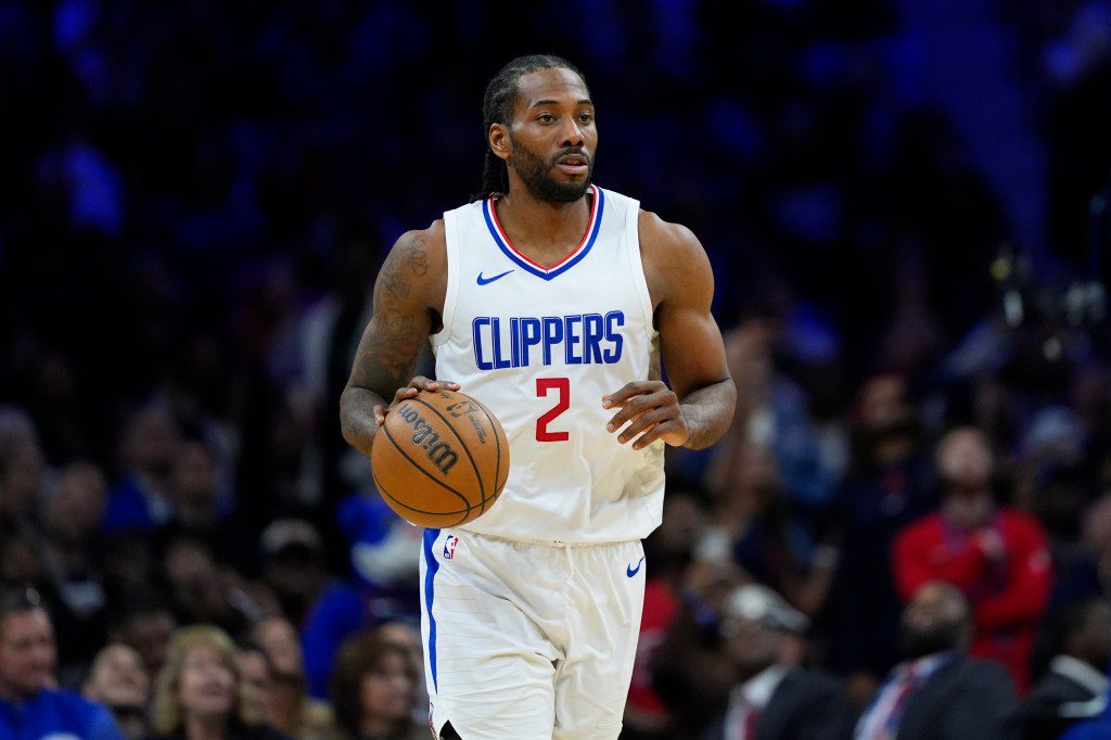 Los Angeles Clippers' Kawhi Leonard plays during an NBA basketball game, Wednesday, March 27, 2024, in Philadelphia.