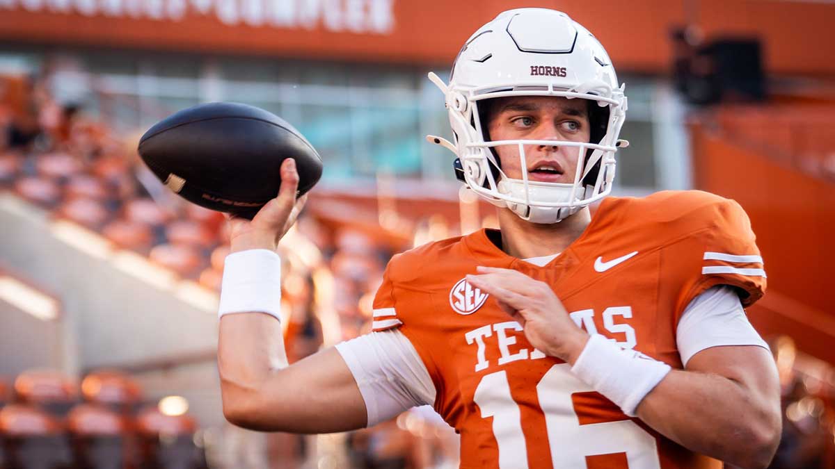 Texas quarterback Arch Manning during pregame warmups on September 21, 2024.