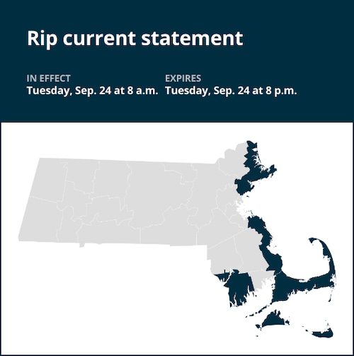 Rip current statement issued for 6 Massachusetts counties for Tuesday