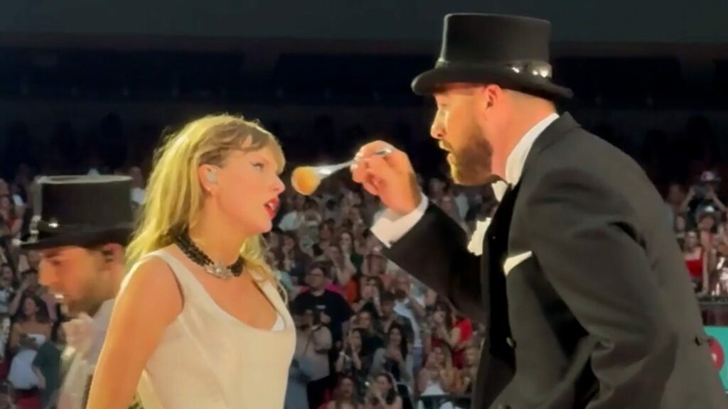 Taylor Swift joined by Travis Kelce onstage at Eras Tour in London