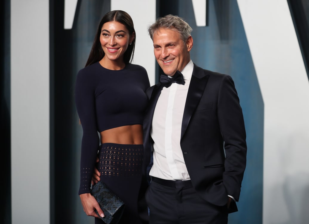 Ari Emanuel in tuxedo and his taller wife