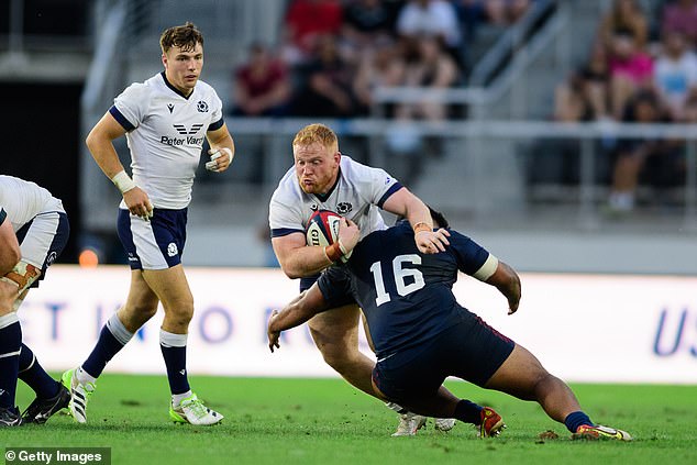 Hooker Ewan Ashman ran in a hat-trick of tries in Scotland's emphatic win