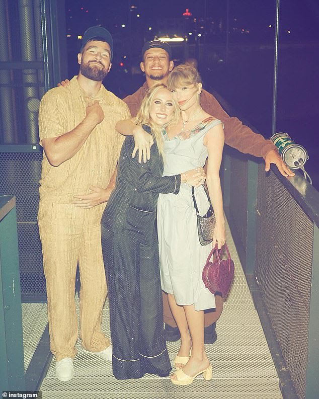 The gals were joined by their significant others, Kansas City Chiefs tight end Travis Kelce, 34, and quarterback Patrick Mahomes, 28