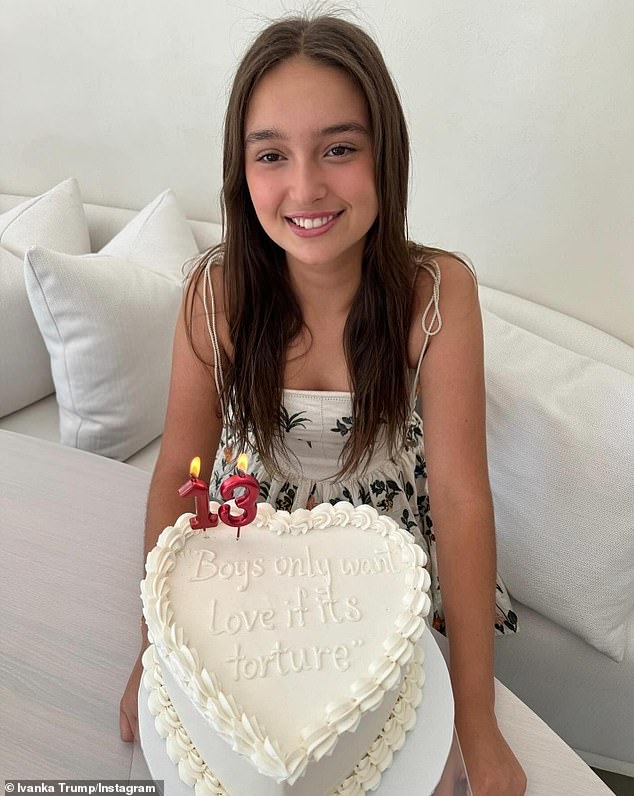 The daughter of former President Donald Trump, 42, shared photos of the custom cake to her Instagram on Wednesday and called Arabella her 'favorite Swiftie.'