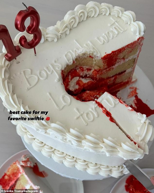 The cake had the lyric to Taylor Swift's hit track Blank Space, 'Boys only want love if it's torture,' written on it in white frosting