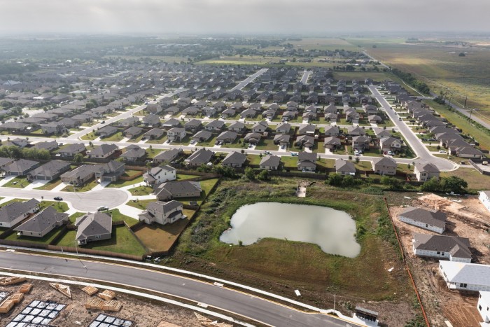 Aerial view of residential neighbourhoods under construction in Austin