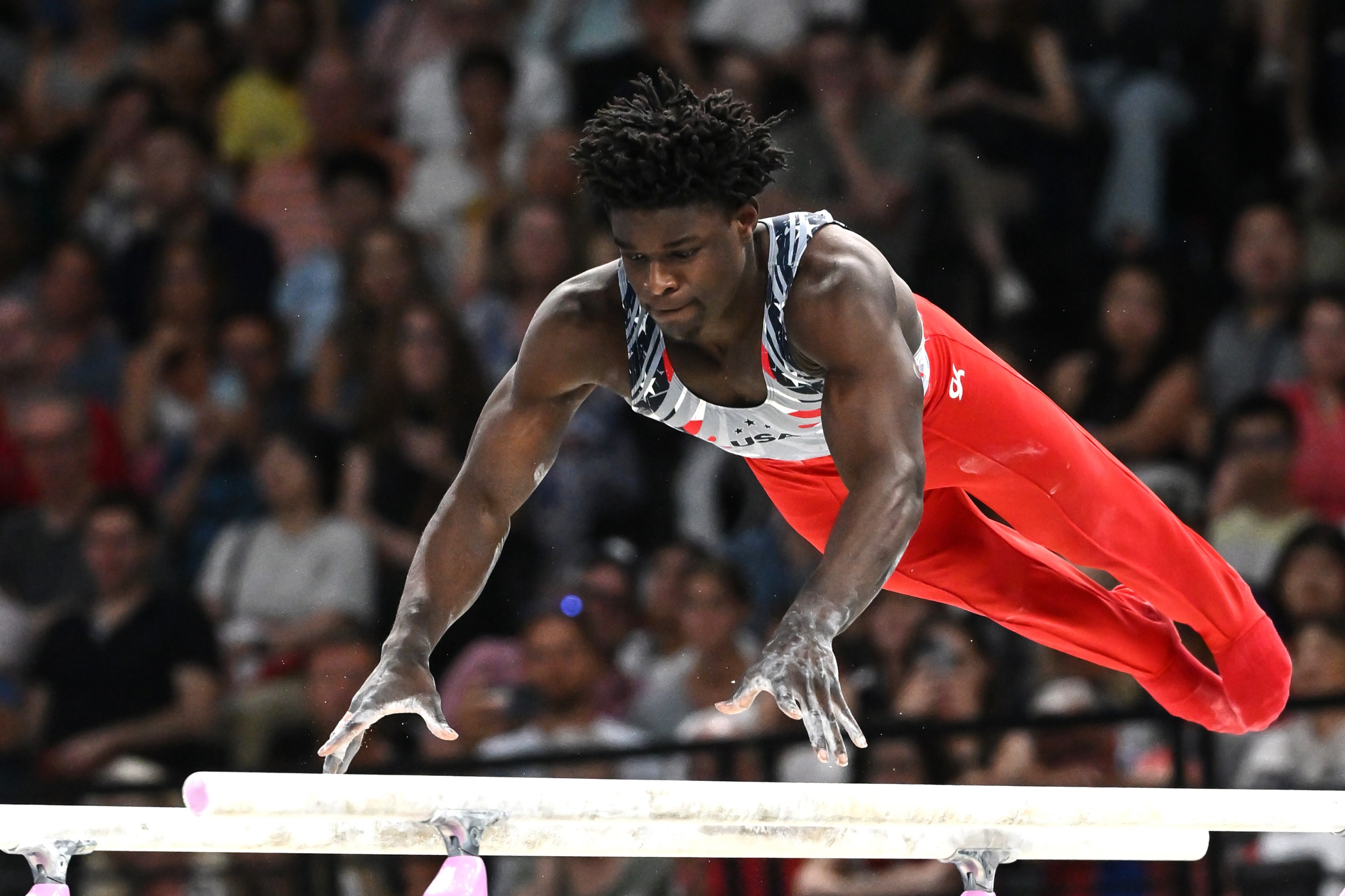 Frederick Richard of United States during Men's Team Final on day three of the Olympic Games Paris 2024 at Bercy Arena on July 29, 2024 in Paris, France. (Photo by Image Photo Agency/Getty Images)