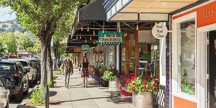 Buildings on the streets of Historic Calistoga, California.