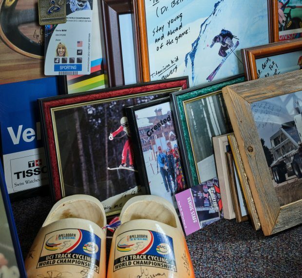 Mementos sit on the floor of Dr. Gloria Beam's office at the Gunnison Valley Orthopedics and Sports Medicine Clinic in Gunnison, CO on Thursday, June 27, 2024. (Photo by Jacob Spetzler/Special to The Denver Post)