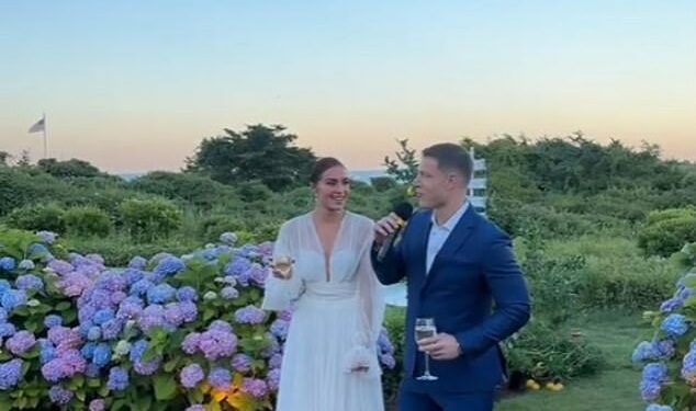 Olivia Culpo and Christian McCaffrey gave fans a peek inside their wedding welcome party