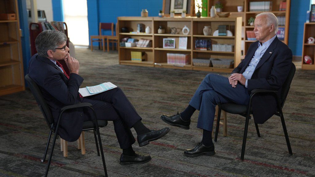 George Stephanopoulos and President Joe Biden in sit-down interview on ABC.