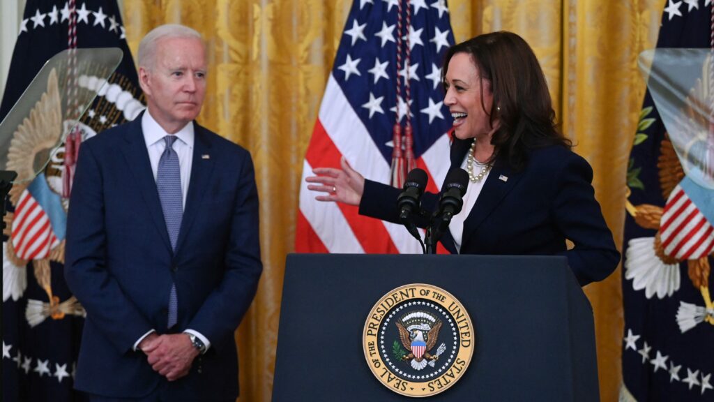 Joe Biden dials into Harris's campaign debut