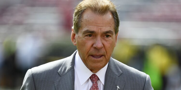 Nick Saban in a suit