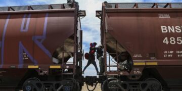 US Mexico Border freight train