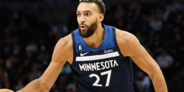 Rudy Gobert in his Timberwolves uniform