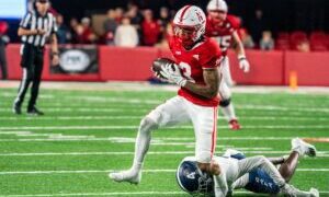 Nebraska Cornhuskers wide receiver Trey Palmer (3) catches a pass against the Georgia Southern Eagles during the fourth quarter at Memorial Stadium.