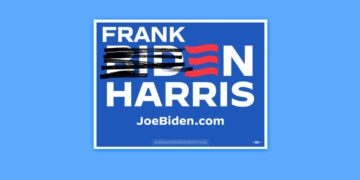 A photo illustration of a Biden Harris yard sign for Al Franken.