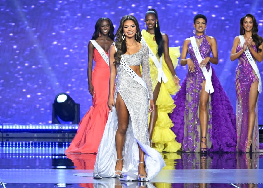 Alma Cooper, Miss Michigan USA at the 73rd annual Miss USA Pageant at Peacock Theater on August 4, 2024 in Los Angeles, California. (Photo by Gilbert Flores/Variety via Getty Images)