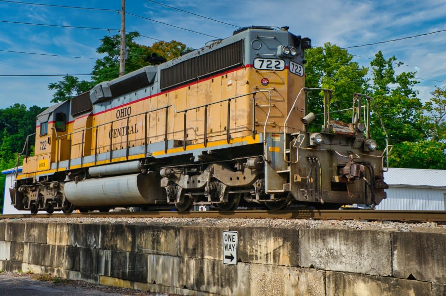 EMD GP7 locomotive now owned by the Ohio Central in Zanesville Ohio USA 2024