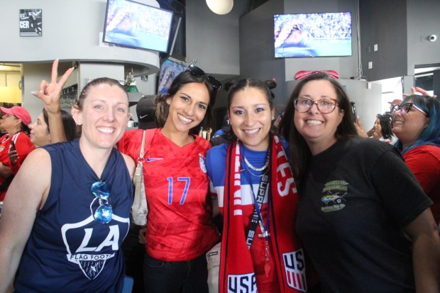 United States women’s national soccer team fans celebrate at Watch...