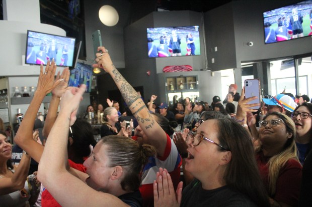 United States women’s national soccer team fans celebrate at Watch...