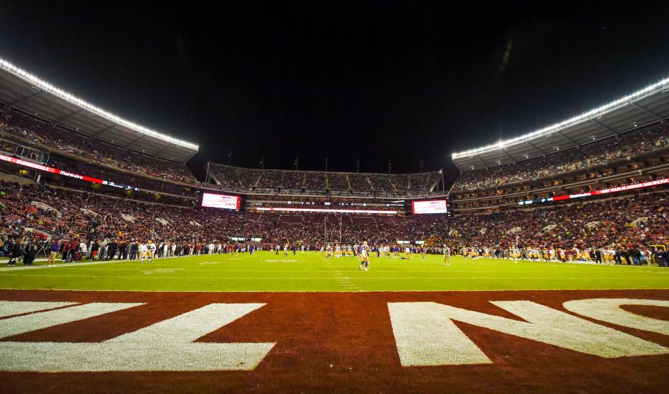 Nov 7, 2015; Tuscaloosa, AL, USA; General view of the field prior to the game between the Alabama Crimson Tide and the LSU Tigers during the first quarter at Bryant-Denny Stadium. Mandatory Credit: Shanna Lockwood-USA TODAY Sports