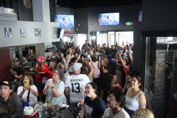 United States women’s national soccer team fans celebrate at Watch...