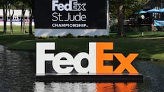 MEMPHIS, TENNESSEE - AUGUST 12: FedEx signage is seen on the course during the third round of the FedEx St. Jude Championship at TPC Southwind on August 12, 2023 in Memphis, Tennessee.   Andy Lyons/Getty Images/AFP (Photo by ANDY LYONS / GETTY IMAGES NORTH AMERICA / Getty Images via AFP)