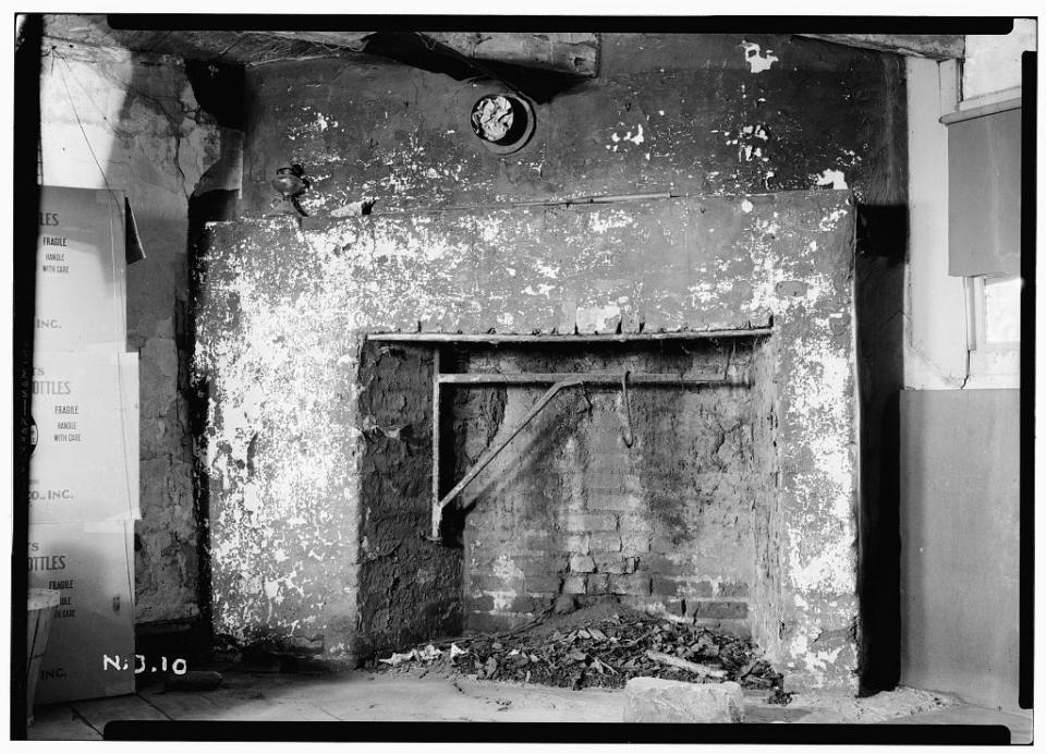 The C.A. Nothnagle Log House in Greenwich Township is alleged to be the oldest home in New Jersey and may date to the first half of the 17th century. It was photographed for the Historic American Buildings Survey by Nathaniel R. Ewan in June 20, 1938.