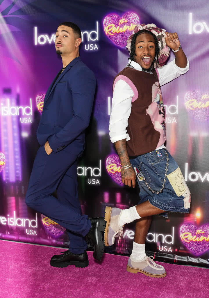 Miguel Harichi and Kordell Beckham attend the “Love Island USA: The Reunion” photo call at Chelsea Studios on August 14, 2024 in New York City. (Photo by John Nacion/Getty Images)