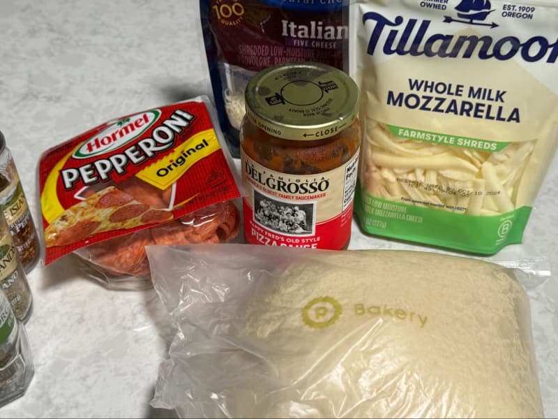 Ingredients for making pizza