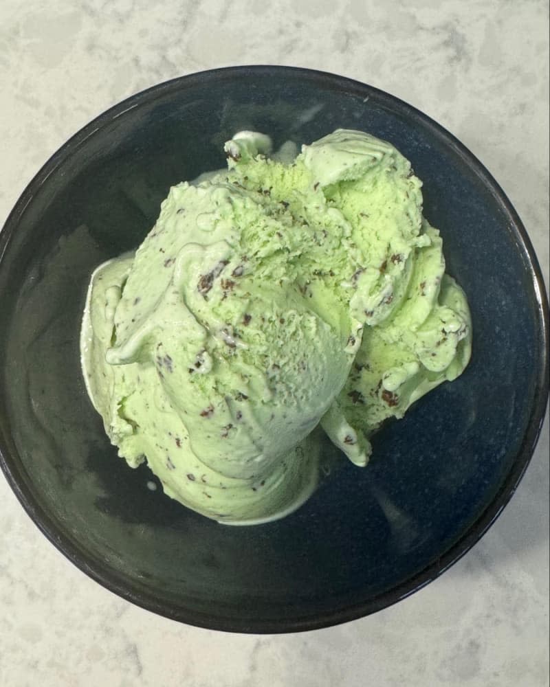 bowl of mint chip ice cream