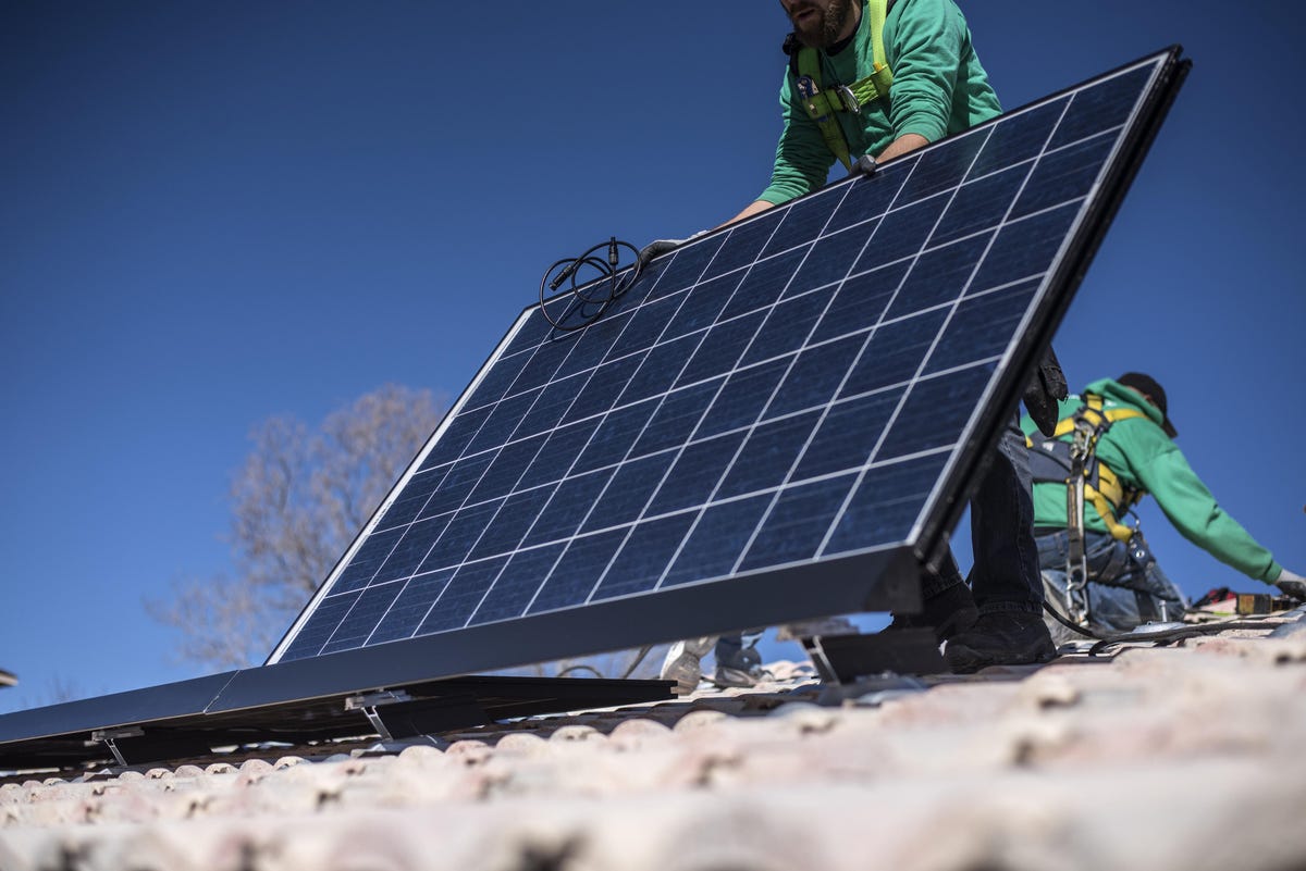 Residential installation of solar panels.