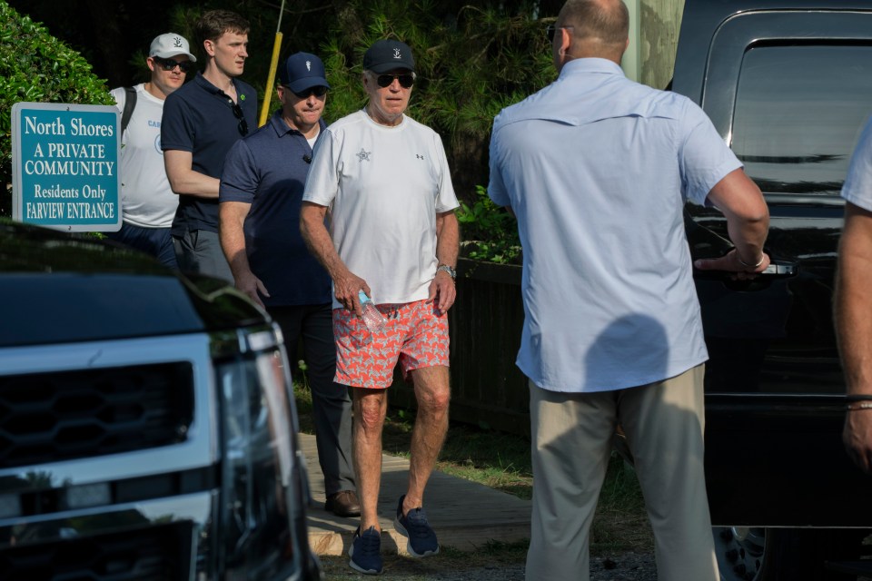 Biden wore colorful swim trunks during his beach day