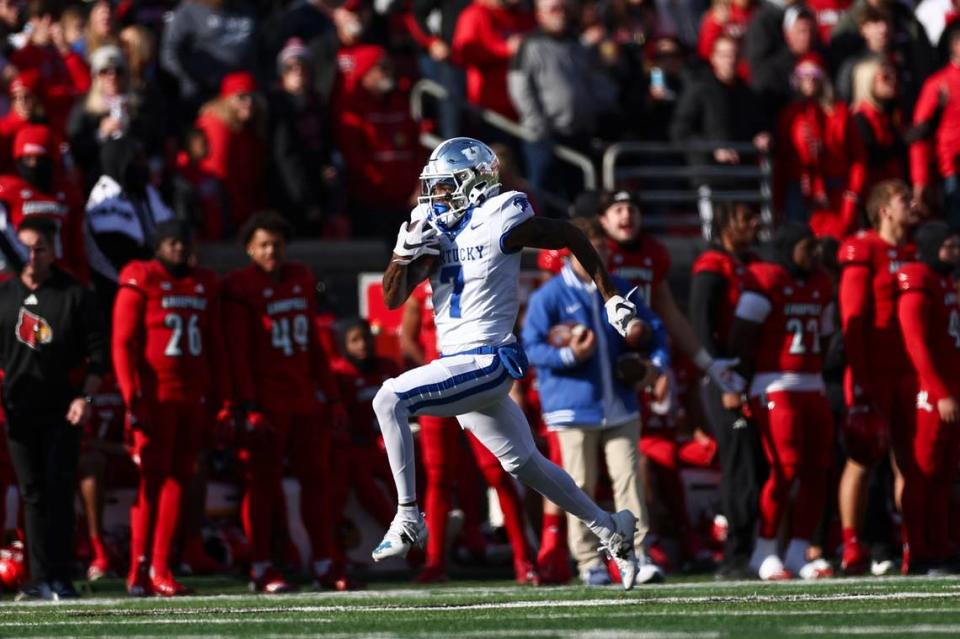 Kentucky returner Barion Brown has had a touchdown return in the season opener in each of the past two seasons.