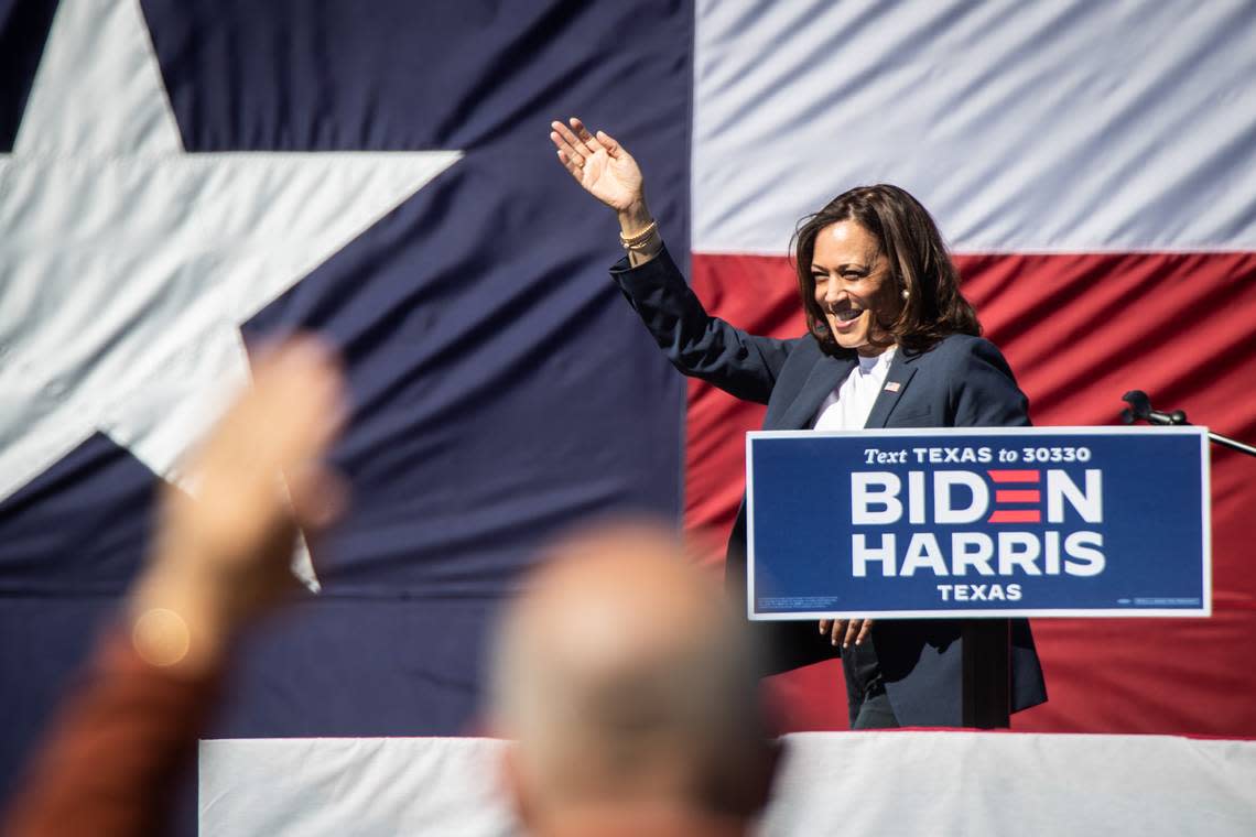 Kamala Harris visiting Fort Worth during the 2020 campaign.