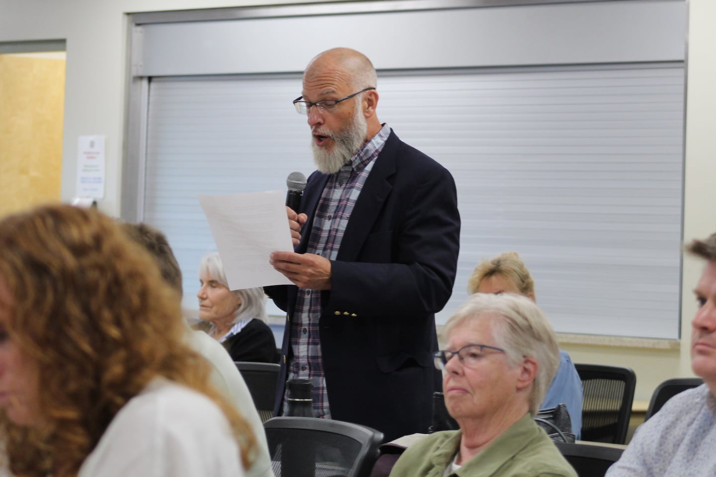 Stephen Scaer of Nashua spoke to the Kearsarge Regional School District board in New London, N.H., on Thursday, Aug. 29, 2024, about his views on barring transgender girls from girls' school sports.