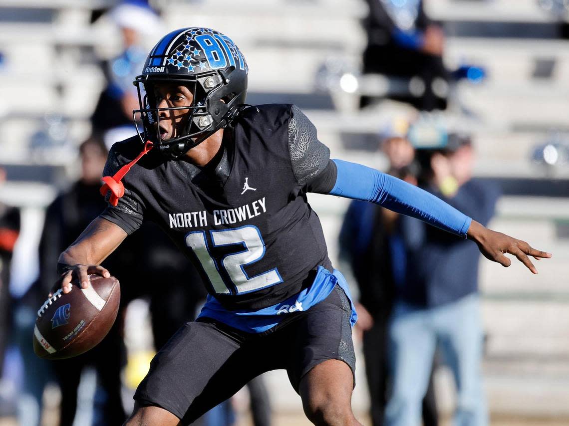 North Crowley quarterback Chris Jimerson (12) is entering his fourth year as a varsity starter.