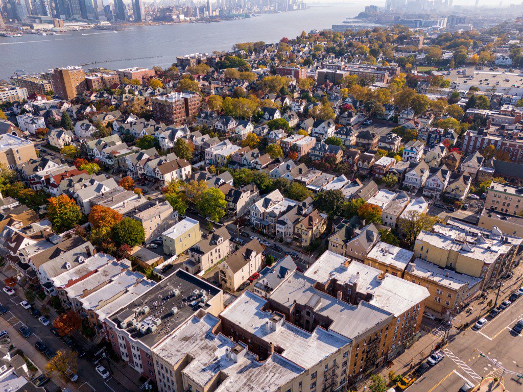 Residential townhomes in Union City, New Jersey, USA, circa 2023