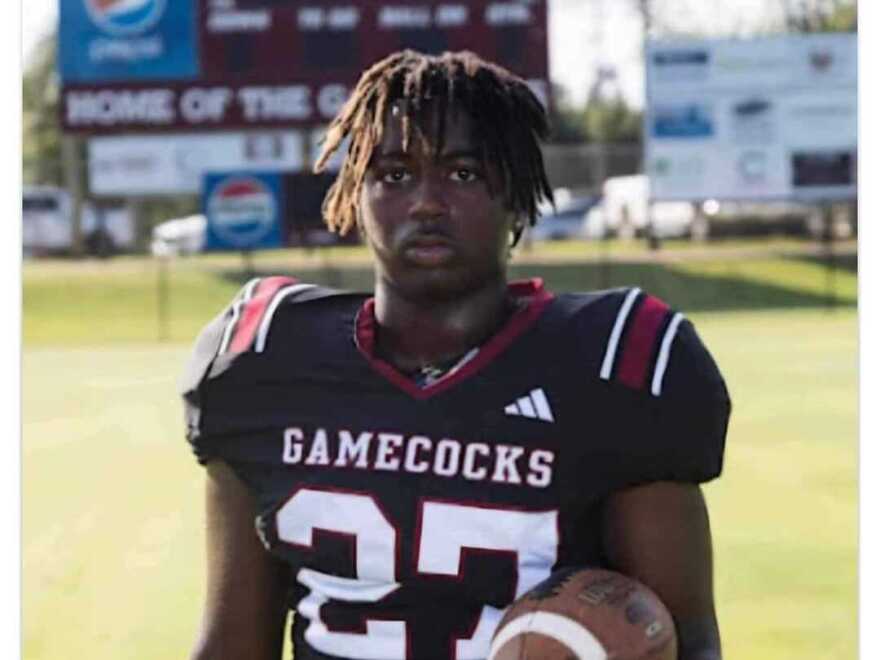 New Brockton High School shared this image of running back Semaj Wilkins as it held a memorial for the freshman, who died after collapsing at a practice earlier this month.