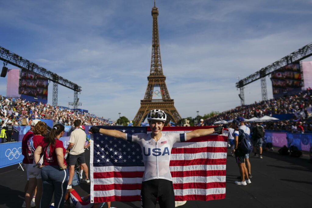 Alaska’s Kristen Faulkner wins landmark gold in Olympics cycling road race