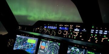 The Northern Lights: Pilot Scott Bateman MBE's photos taken from his cockpit.