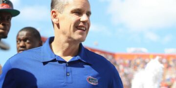 October 6, 2012; Gainesville FL, USA; Florida Gators basketball head coach Billy Donovan watches on the sidelines during the first quarter against the LSU Tigers at Ben Hill Griffin Stadium. Mandatory Credit: Kim Klement-USA TODAY Sports