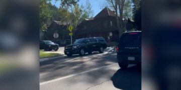 Donald Trump's motorcade traveling through Aspen, courtesy Michael Quintanilla