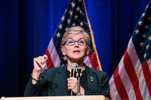 U.S. Secretary of Energy Jennifer Granholm speaks to UA union pipefitters at WCC