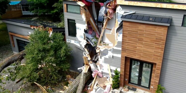 Home in Michigan split in two by tree during violent storm: Watch video