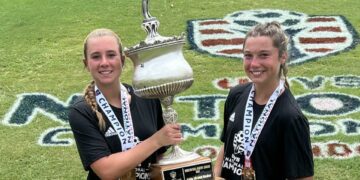 Sydney Wilcox, left, and Jordyn Klaasen helped the Michigan Rangers claim a national club championship.